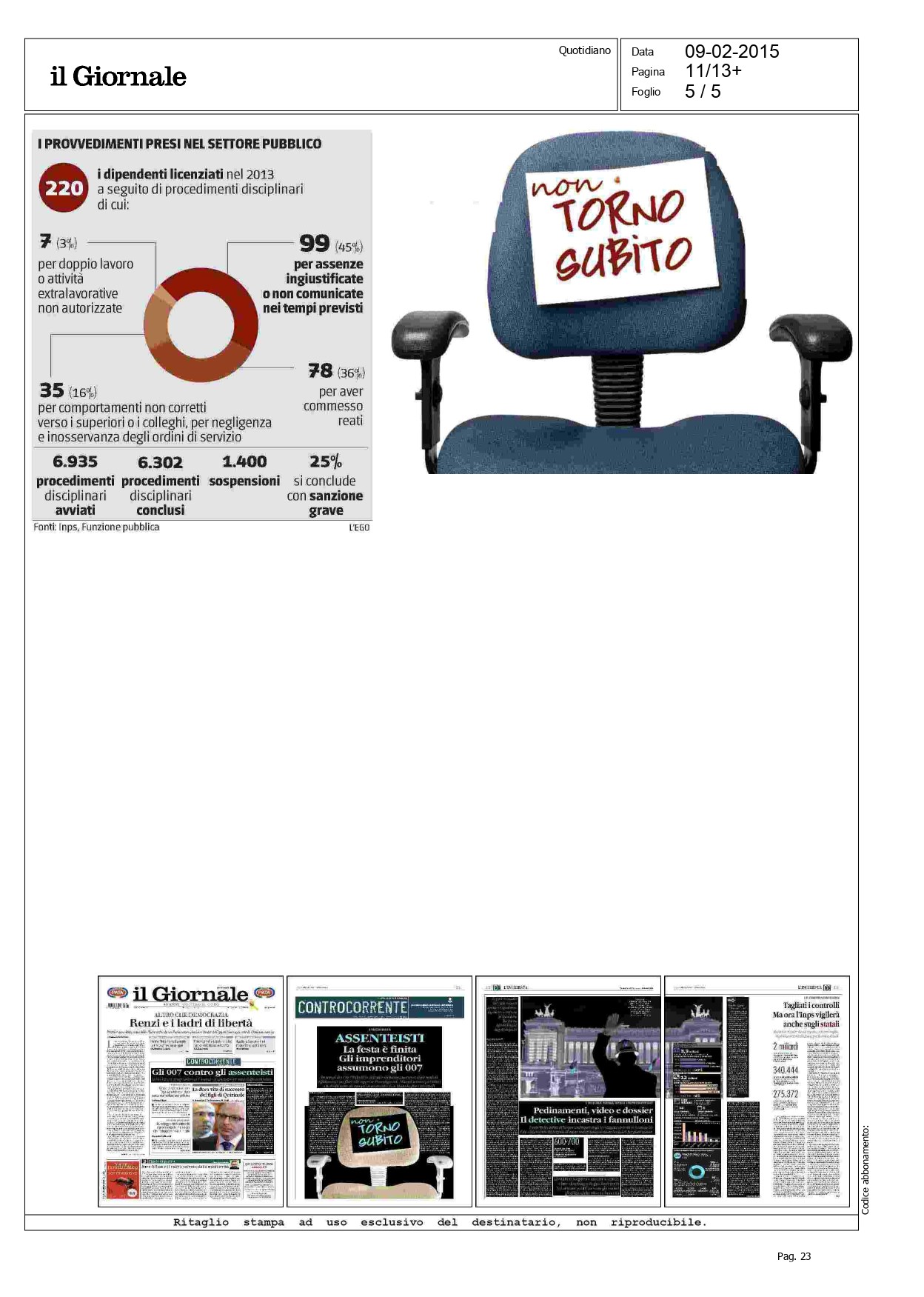 assenteismo pagina cinque compressa